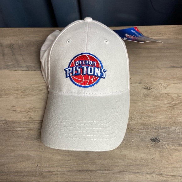 Vintage Detroit Pistons Hat Cap Adjustable White Logo NBA Embroidered - Picture 1 of 7